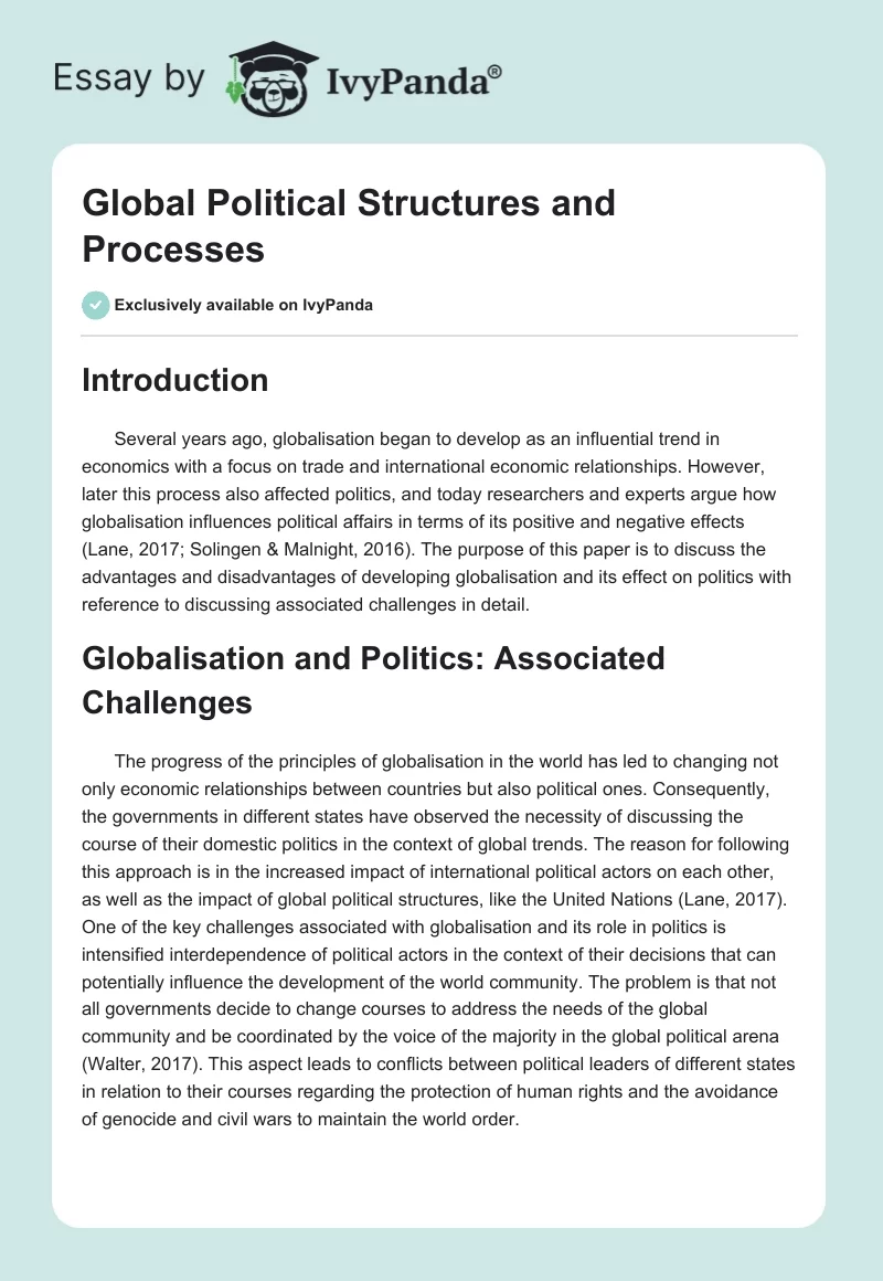 Global Political Structures and Processes. Page 1