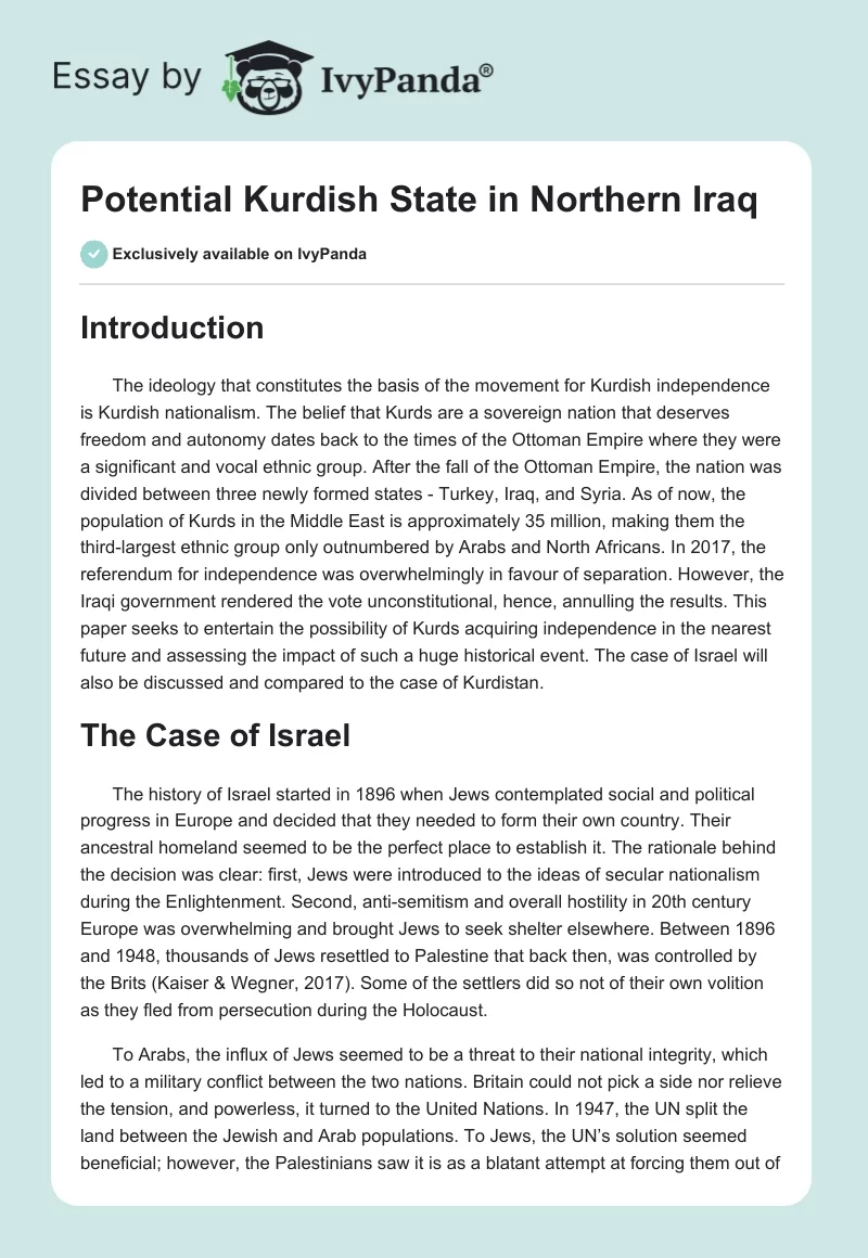 Potential Kurdish State in Northern Iraq. Page 1