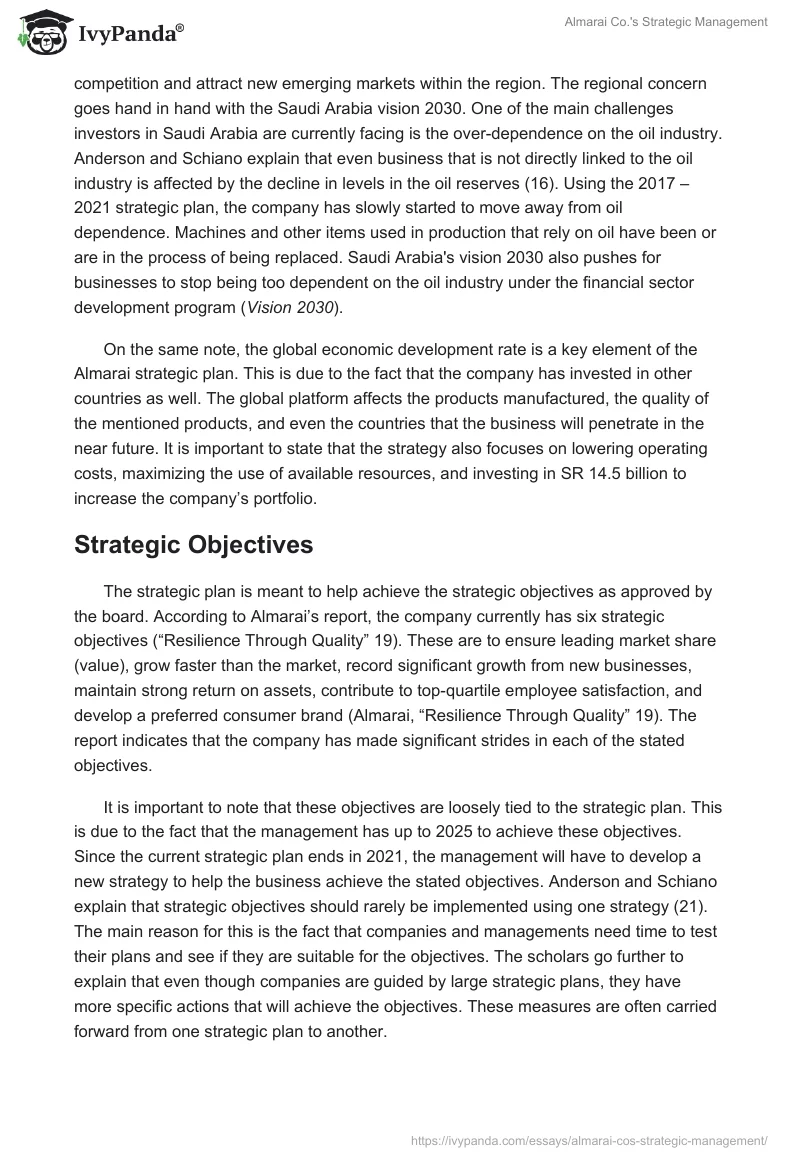 Almarai Co.'s Strategic Management. Page 4