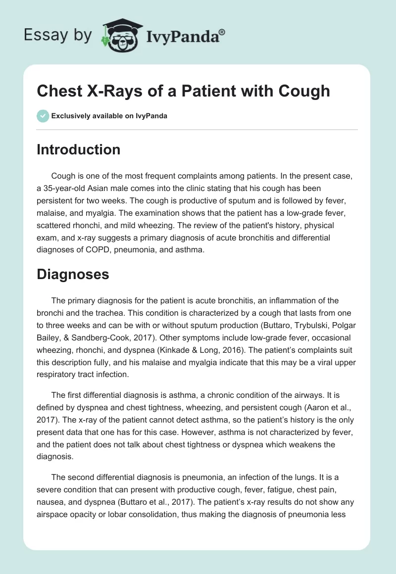 Chest X-Rays of a Patient with Cough. Page 1