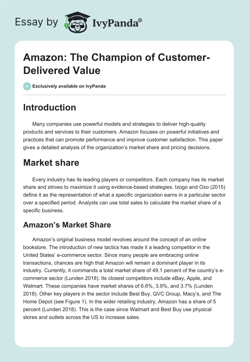 Amazon: The Champion of Customer-Delivered Value. Page 1