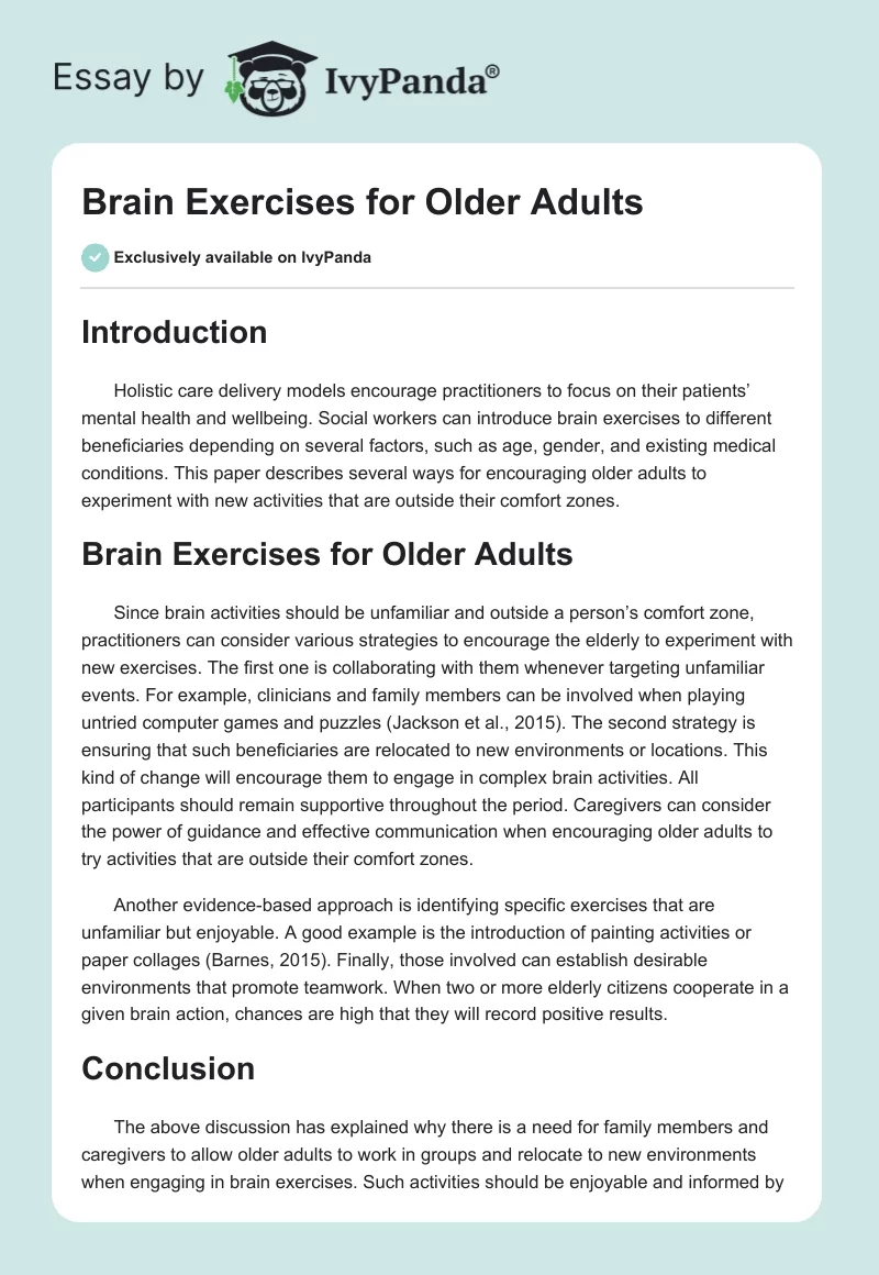 Brain Exercises for Older Adults. Page 1