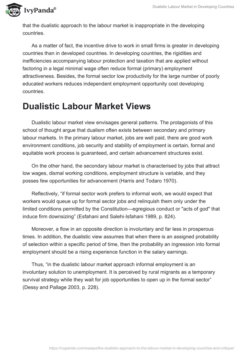 Dualistic Labour Market in Developing Countries. Page 2