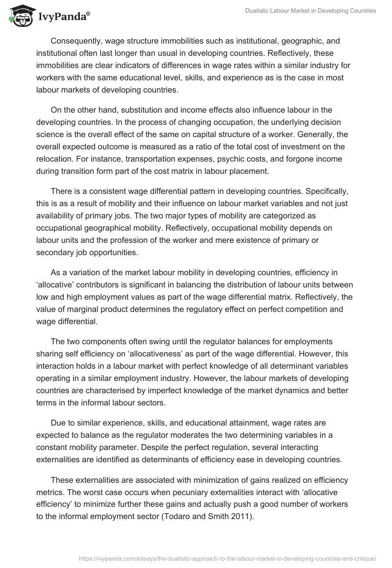 Dualistic Labour Market in Developing Countries. Page 4