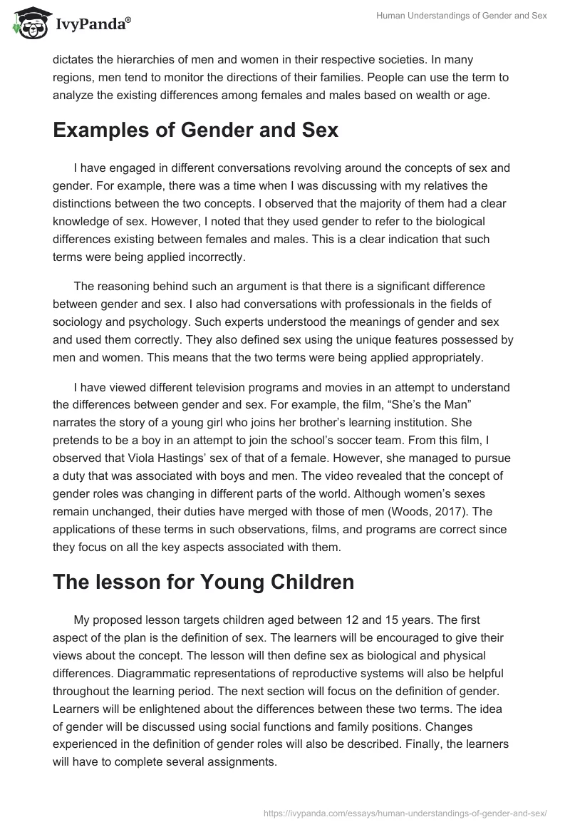 Human Understandings of Gender and Sex. Page 2