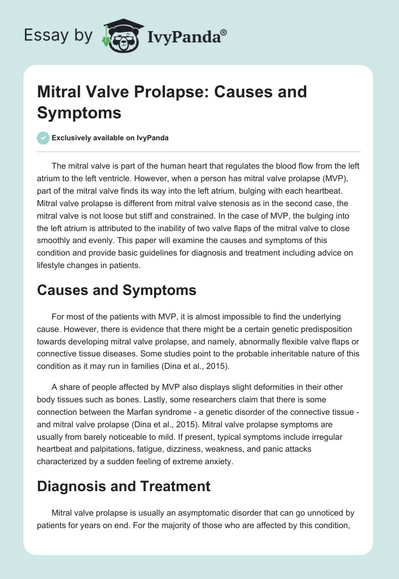 Mitral Valve Prolapse: Causes and Symptoms. Page 1