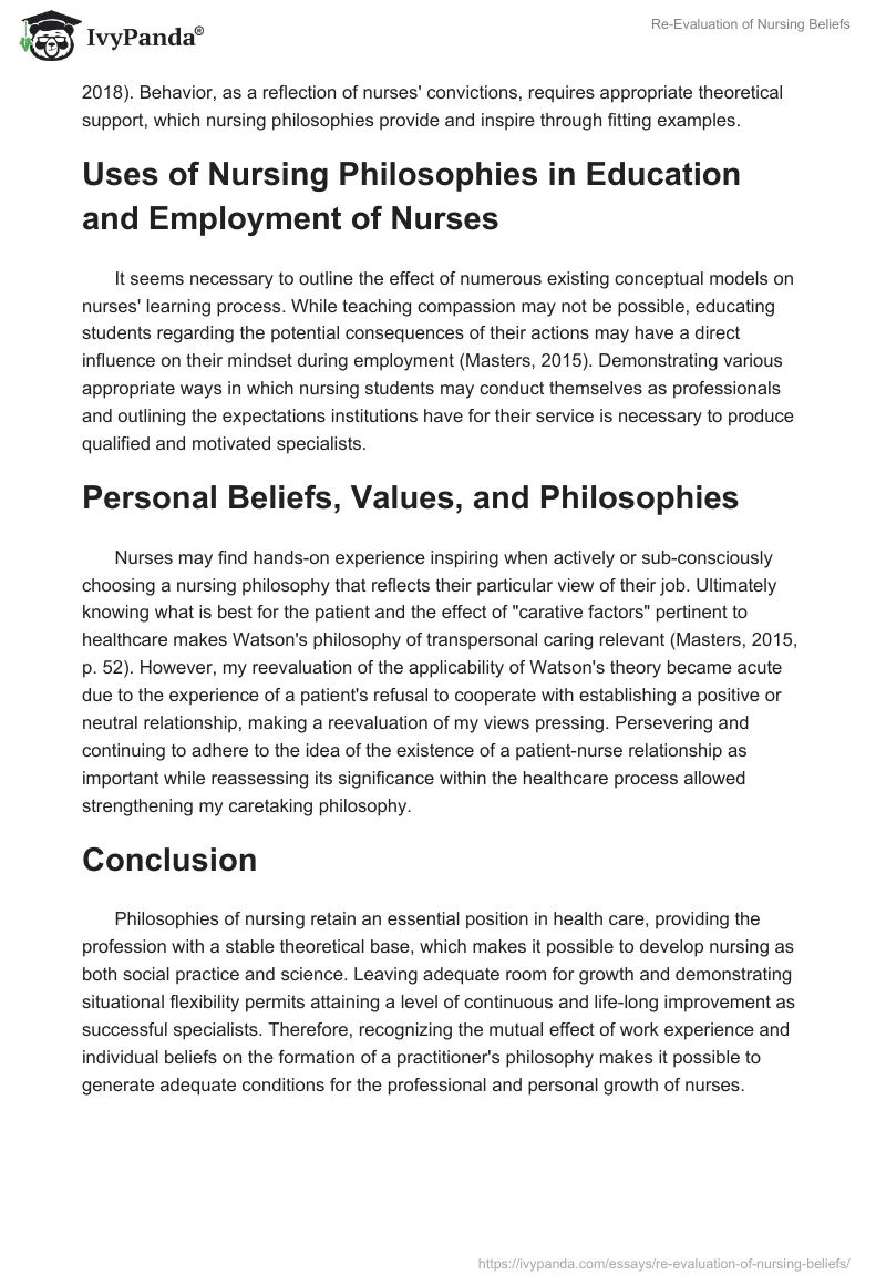 Re-Evaluation of Nursing Beliefs. Page 2