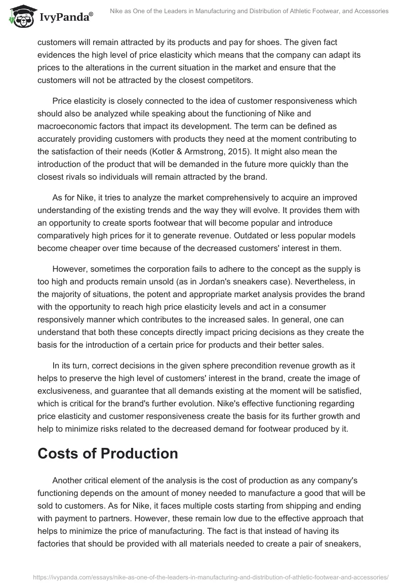 Nike as One of the Leaders in Manufacturing and Distribution of Athletic Footwear, and Accessories. Page 5