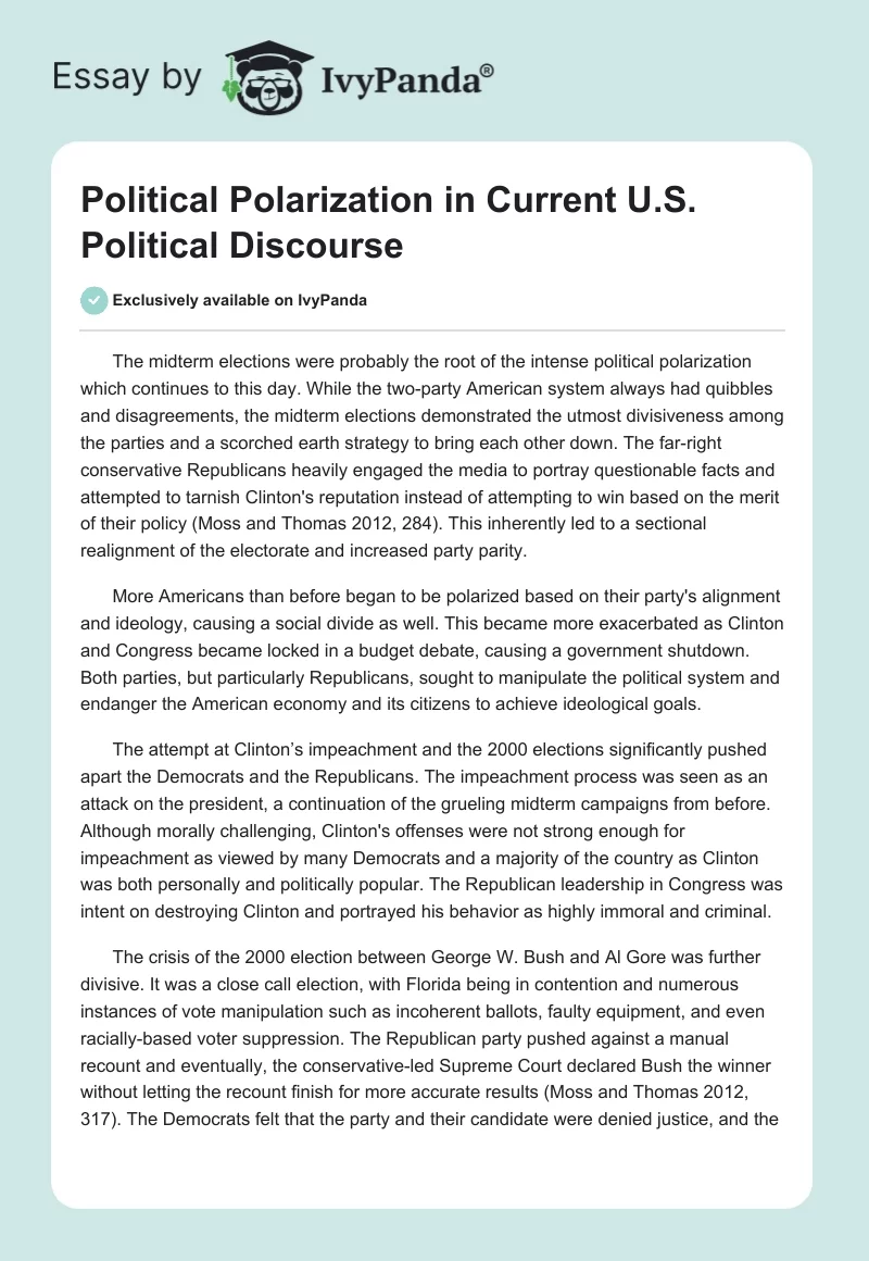 Political Polarization in Current U.S. Political Discourse. Page 1