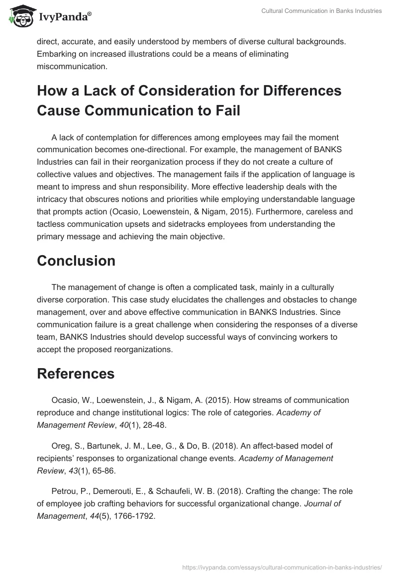 Cultural Communication in Banks Industries. Page 3