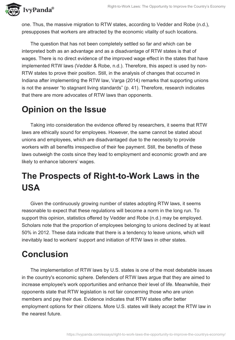 Right-to-Work Laws: The Opportunity to Improve the Country’s Economy. Page 3