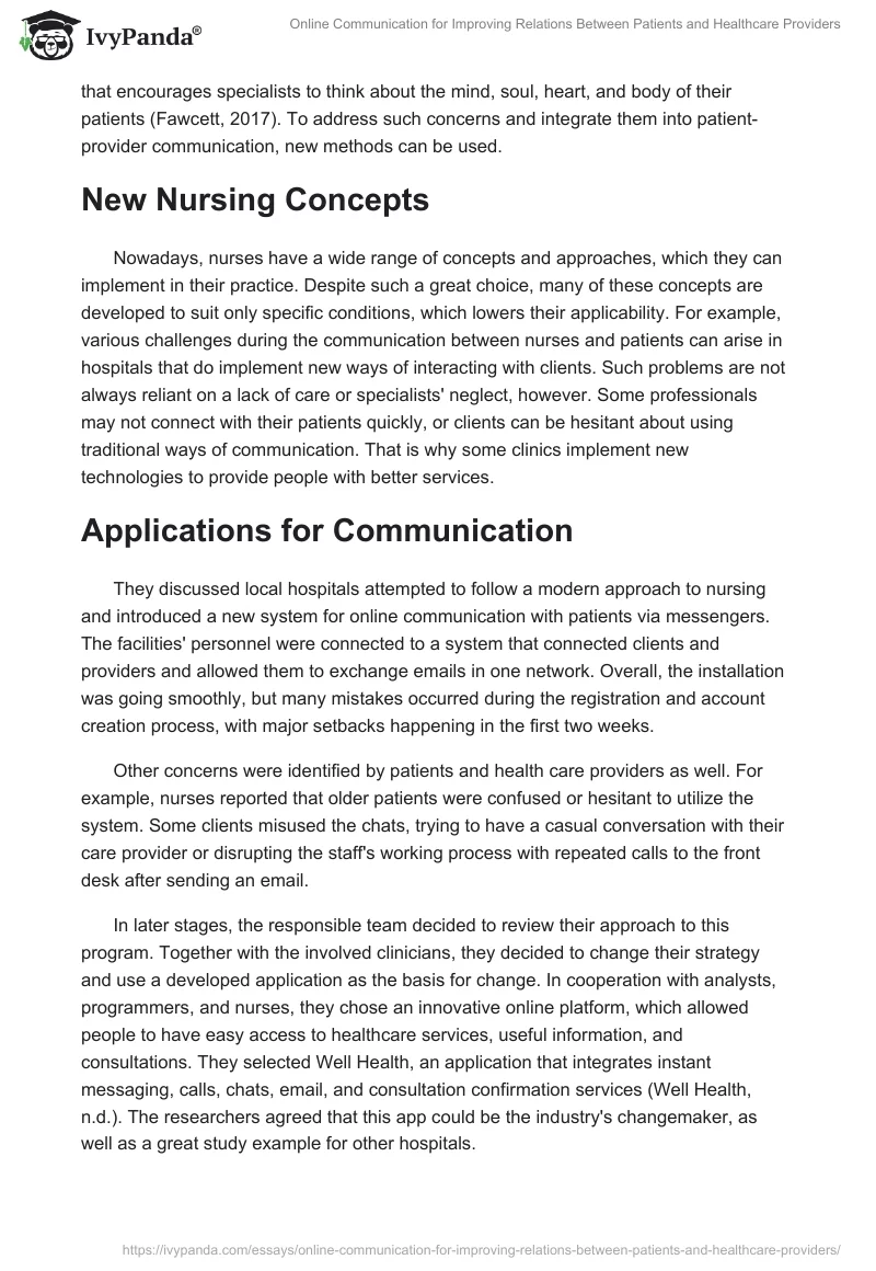 Online Communication for Improving Relations Between Patients and Healthcare Providers. Page 2