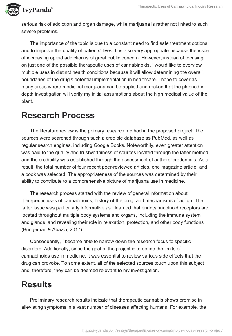 Therapeutic Uses of Cannabinoids: Inquiry Research. Page 2