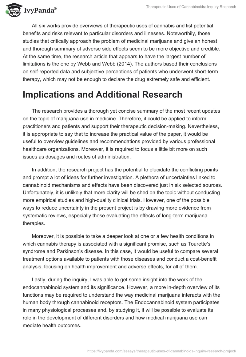 Therapeutic Uses of Cannabinoids: Inquiry Research. Page 4