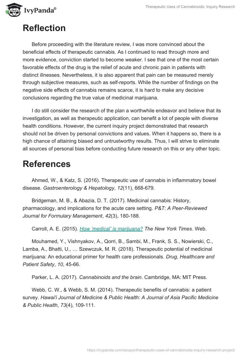 Therapeutic Uses of Cannabinoids: Inquiry Research. Page 5