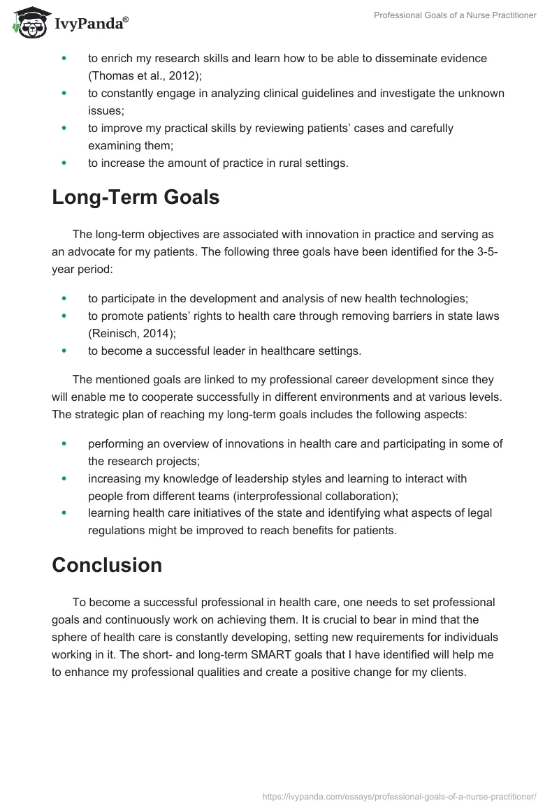 Professional Goals of a Nurse Practitioner. Page 2