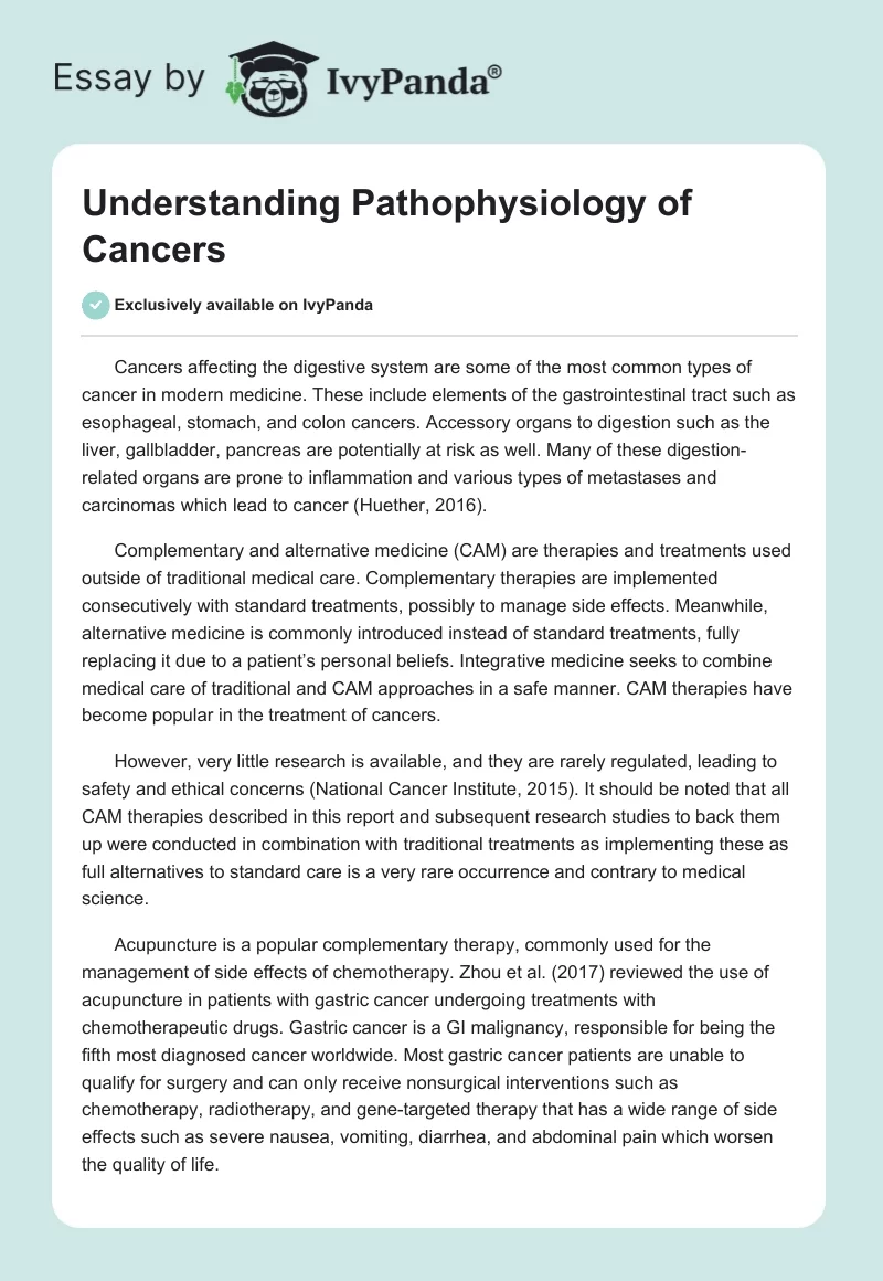 Understanding Pathophysiology of Cancers. Page 1
