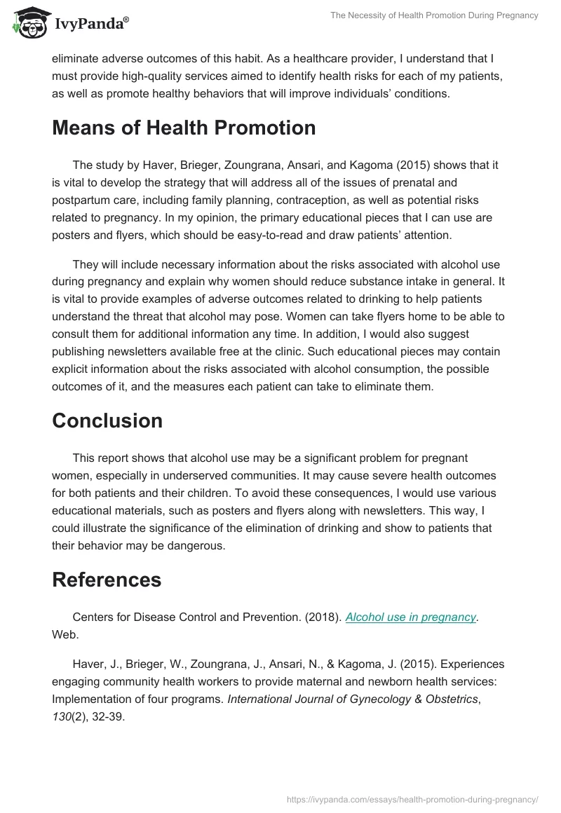 The Necessity of Health Promotion During Pregnancy. Page 2