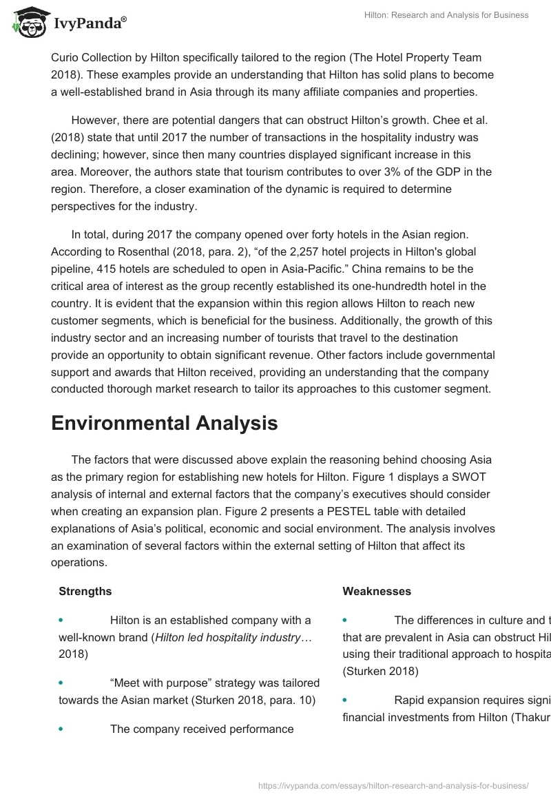 Hilton: Research and Analysis for Business. Page 2