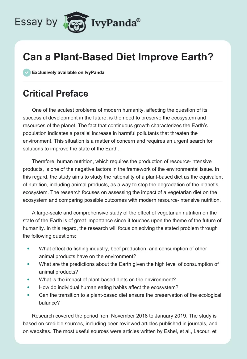 Can a Plant-Based Diet Improve Earth?. Page 1