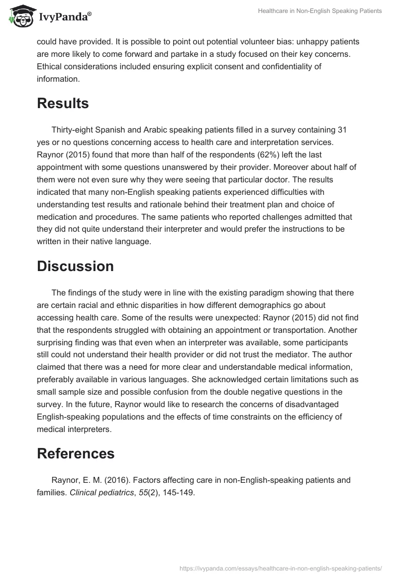 Healthcare in Non-English Speaking Patients. Page 2