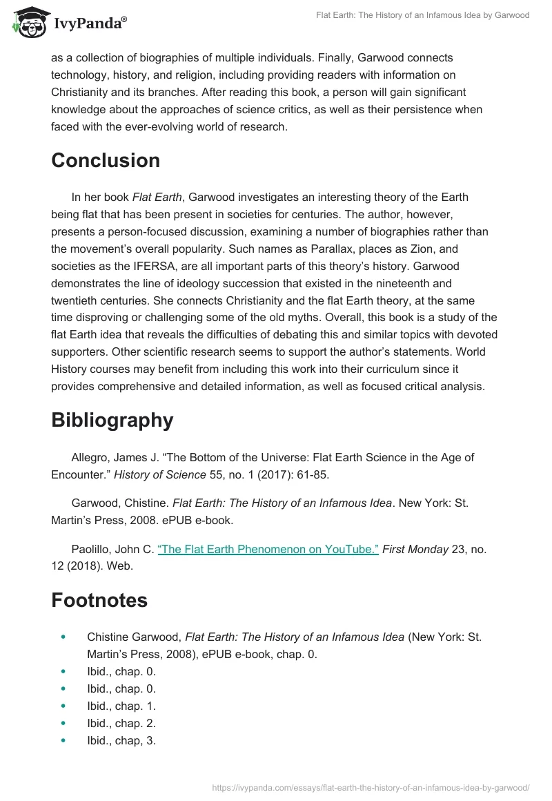 Flat Earth: The History of an Infamous Idea by Garwood. Page 4