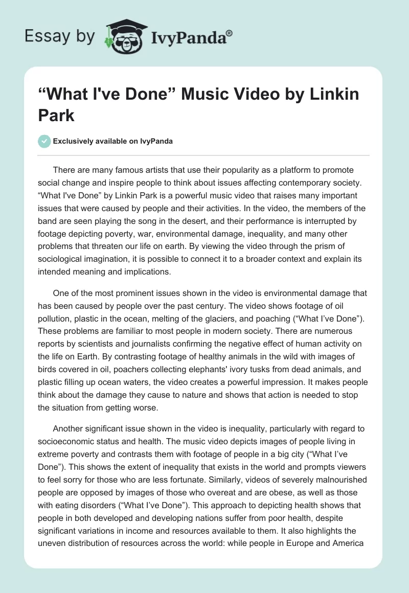 “What I've Done” Music Video by Linkin Park. Page 1