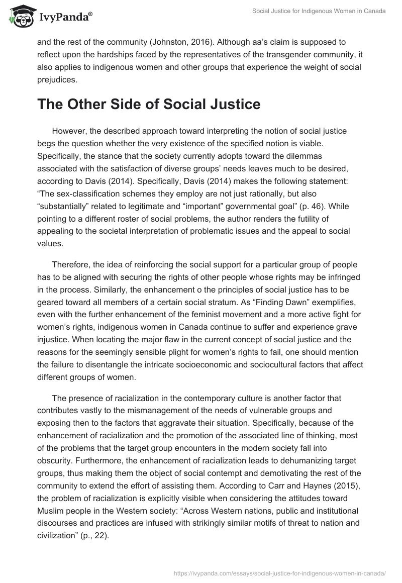 Social Justice for Indigenous Women in Canada. Page 2