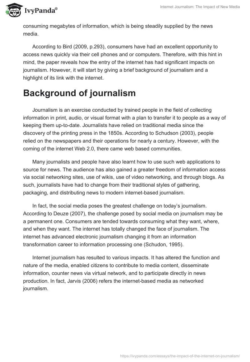 Internet Journalism: The Impact of New Media. Page 2
