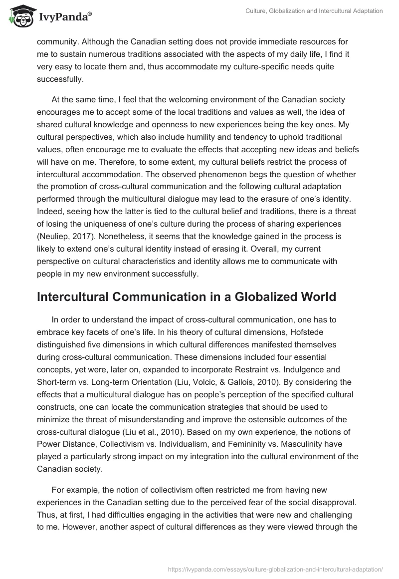 Culture, Globalization and Intercultural Adaptation. Page 2
