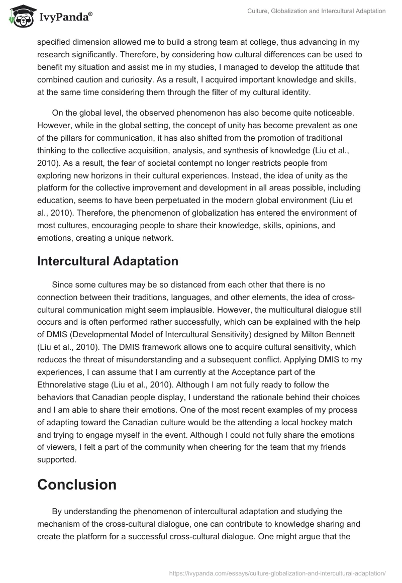 Culture, Globalization and Intercultural Adaptation. Page 3