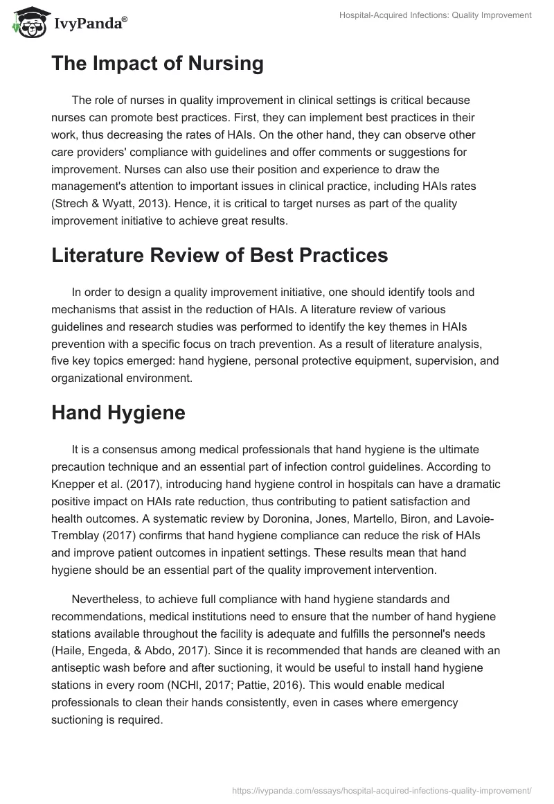 Hospital-Acquired Infections: Quality Improvement. Page 2