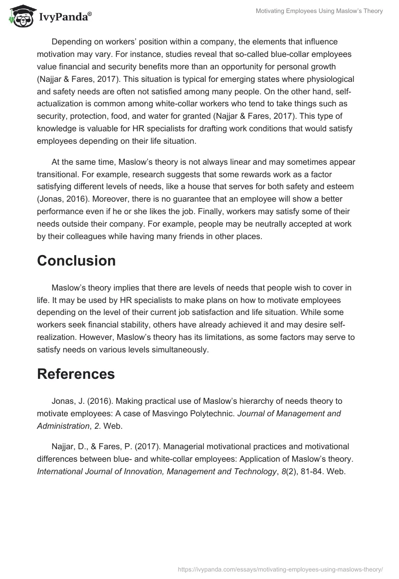 Motivating Employees Using Maslow’s Theory. Page 2
