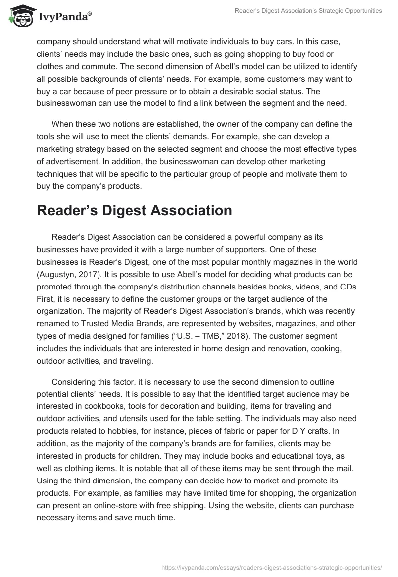 Reader’s Digest Association’s Strategic Opportunities. Page 2