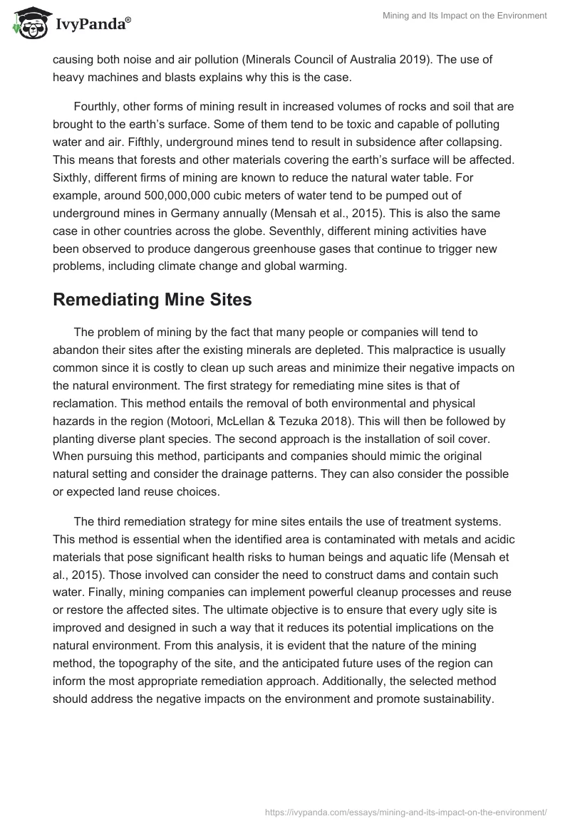 Mining and Its Impact on the Environment. Page 2
