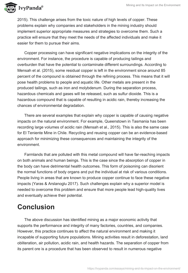 Mining and Its Impact on the Environment. Page 5