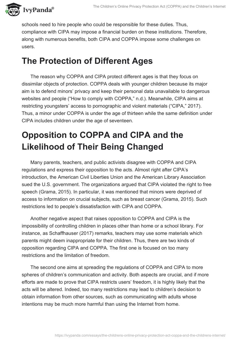 The Children’s Online Privacy Protection Act (COPPA) and the Children’s Internet. Page 3