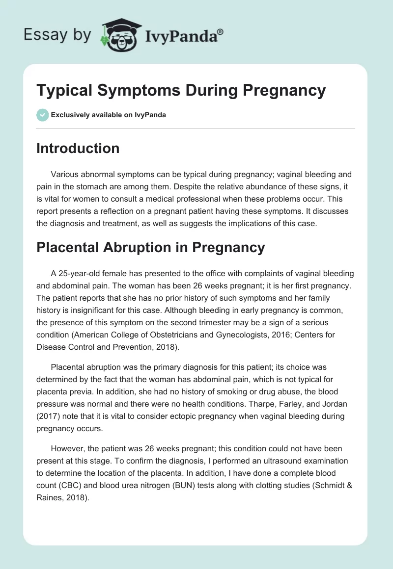 Typical Symptoms During Pregnancy. Page 1