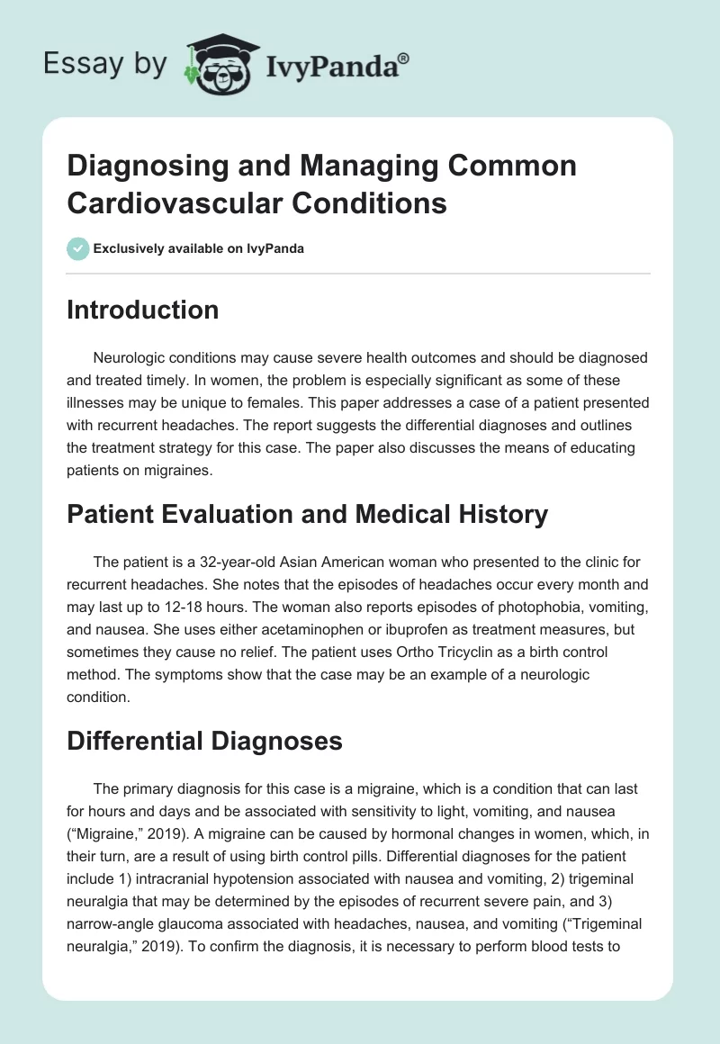 Diagnosing and Managing Common Cardiovascular Conditions. Page 1