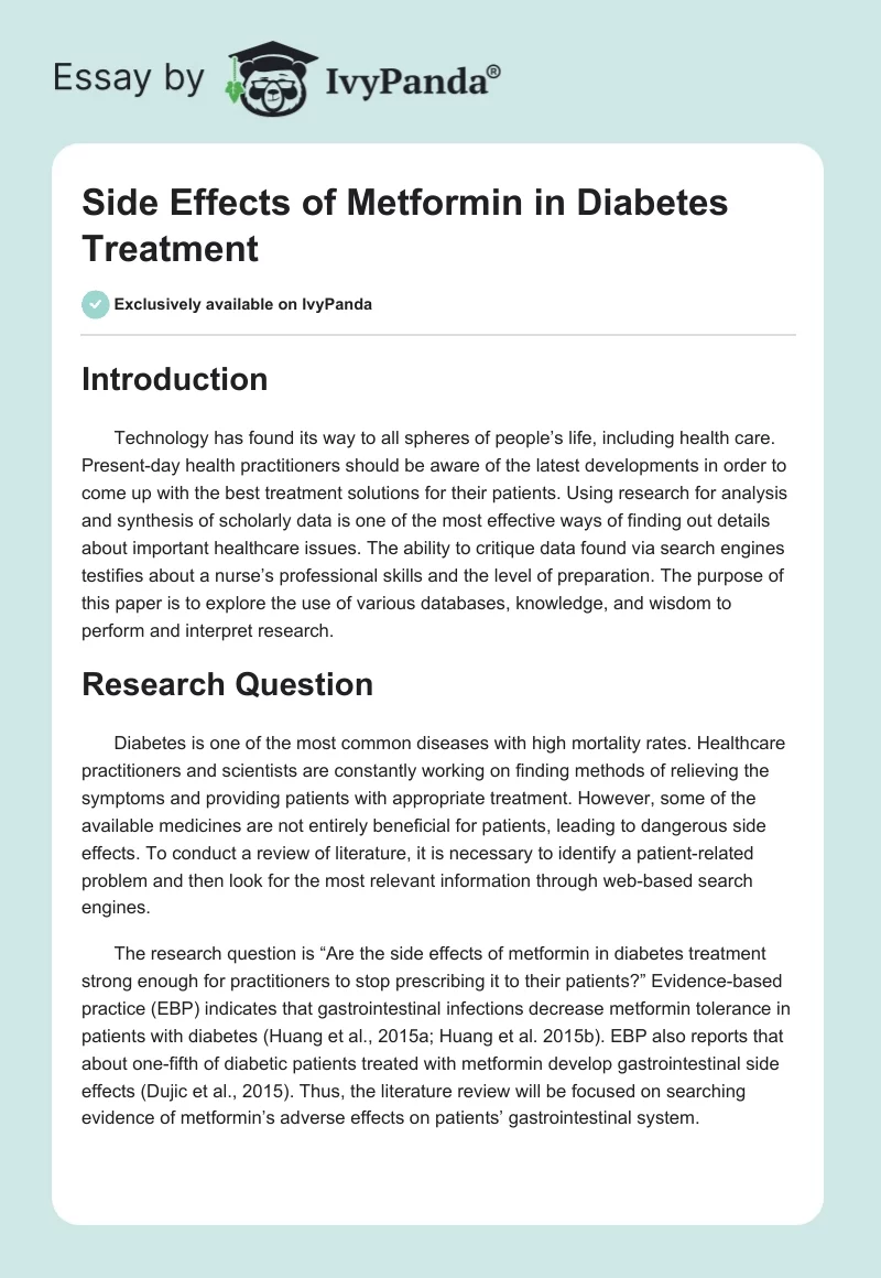 Side Effects of Metformin in Diabetes Treatment. Page 1