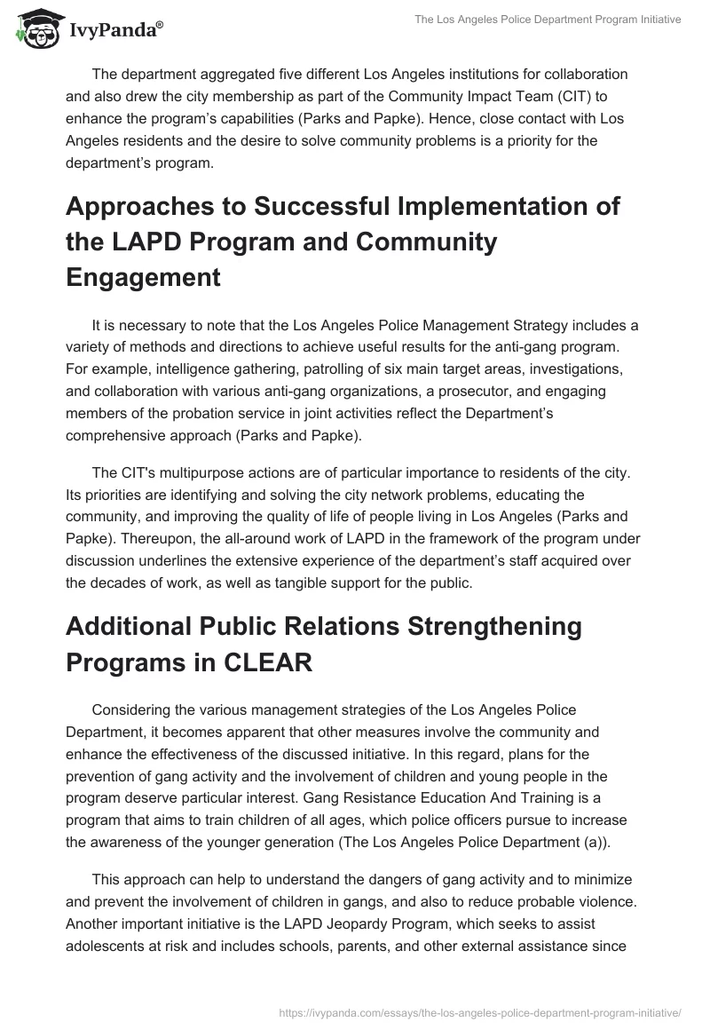 The Los Angeles Police Department Program Initiative. Page 2