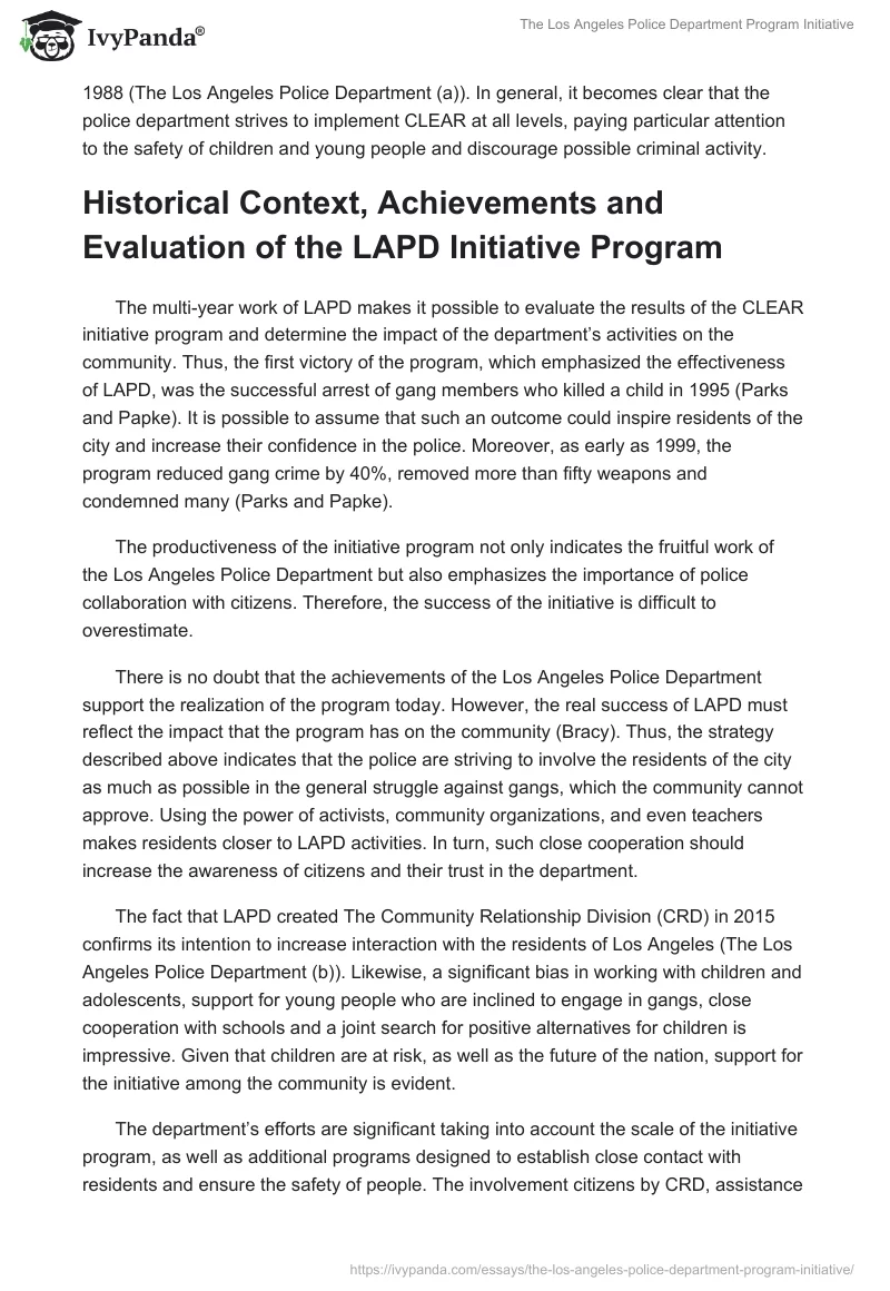 The Los Angeles Police Department Program Initiative. Page 3