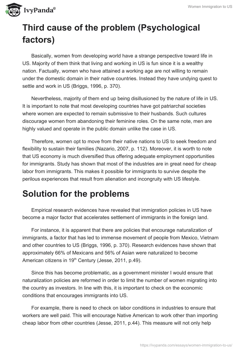Women Immigration to US. Page 3
