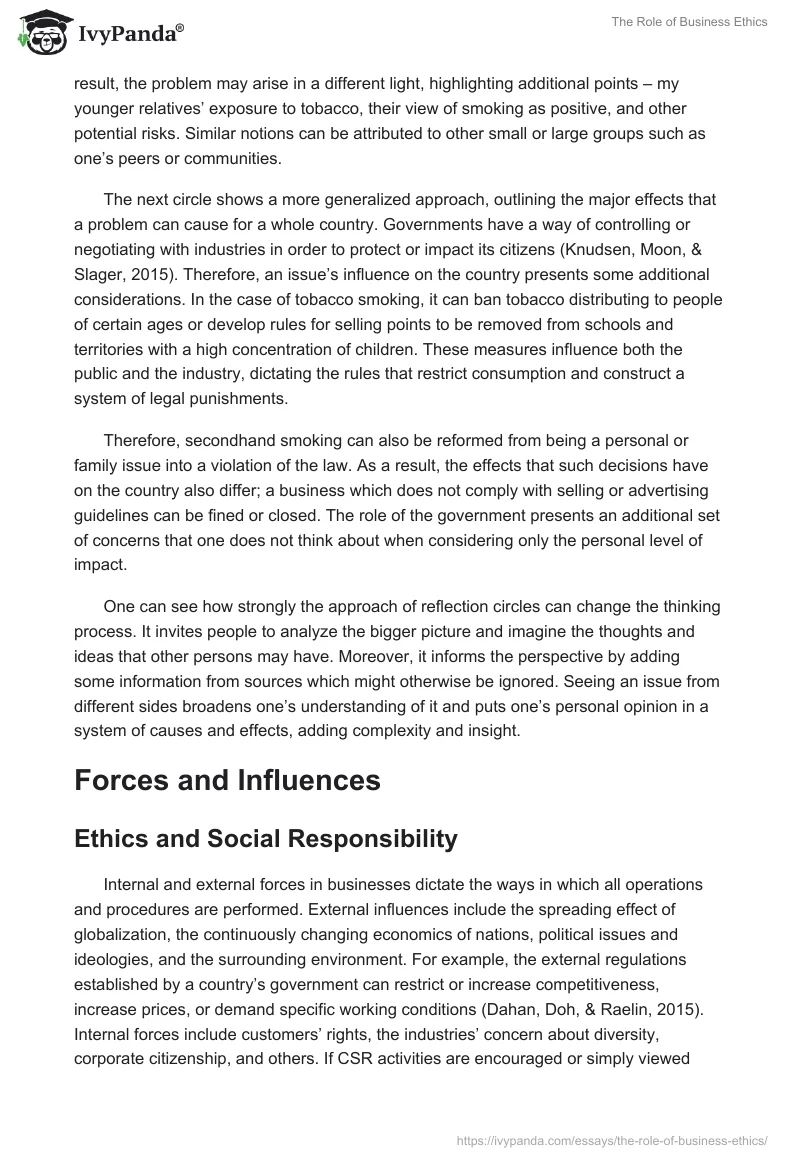 The Role of Business Ethics. Page 5