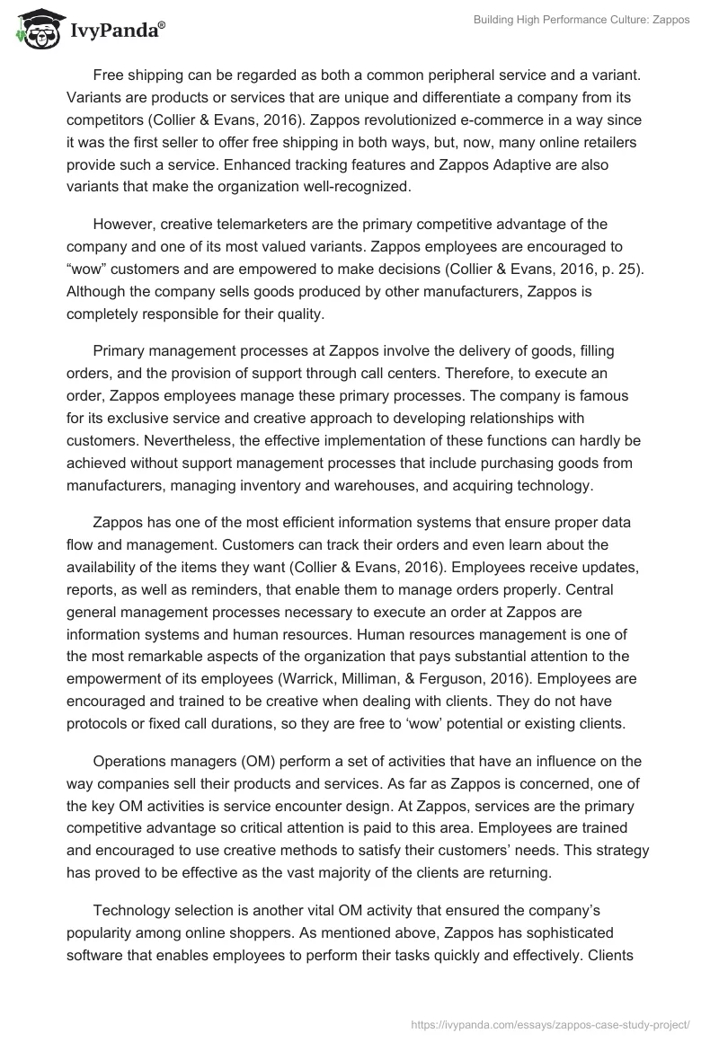 Building High Performance Culture: Zappos. Page 2