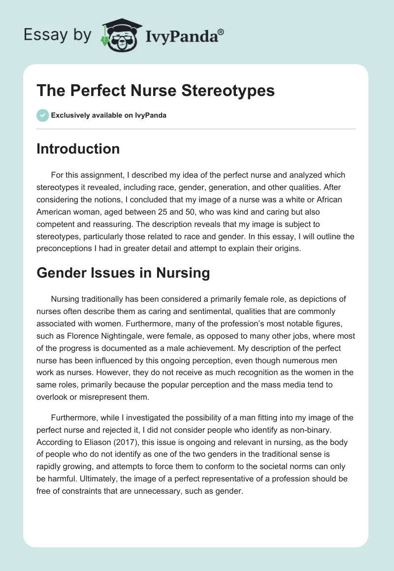 nurse stereotypes essay