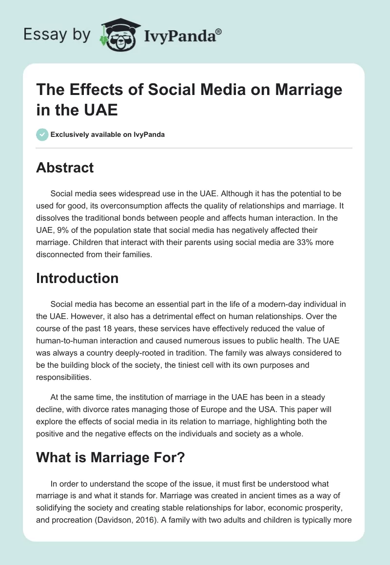The Effects of Social Media on Marriage in the UAE. Page 1