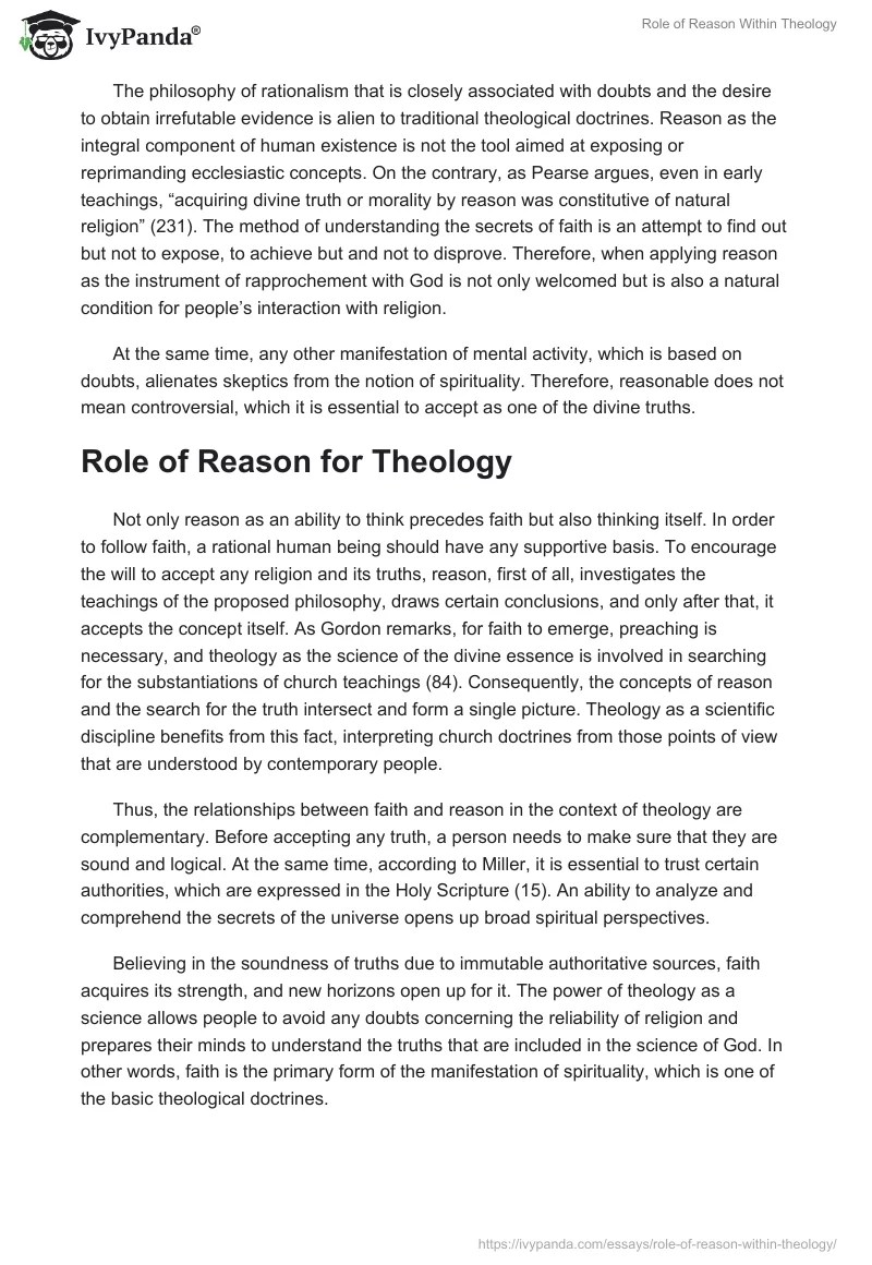 Role of Reason Within Theology. Page 2