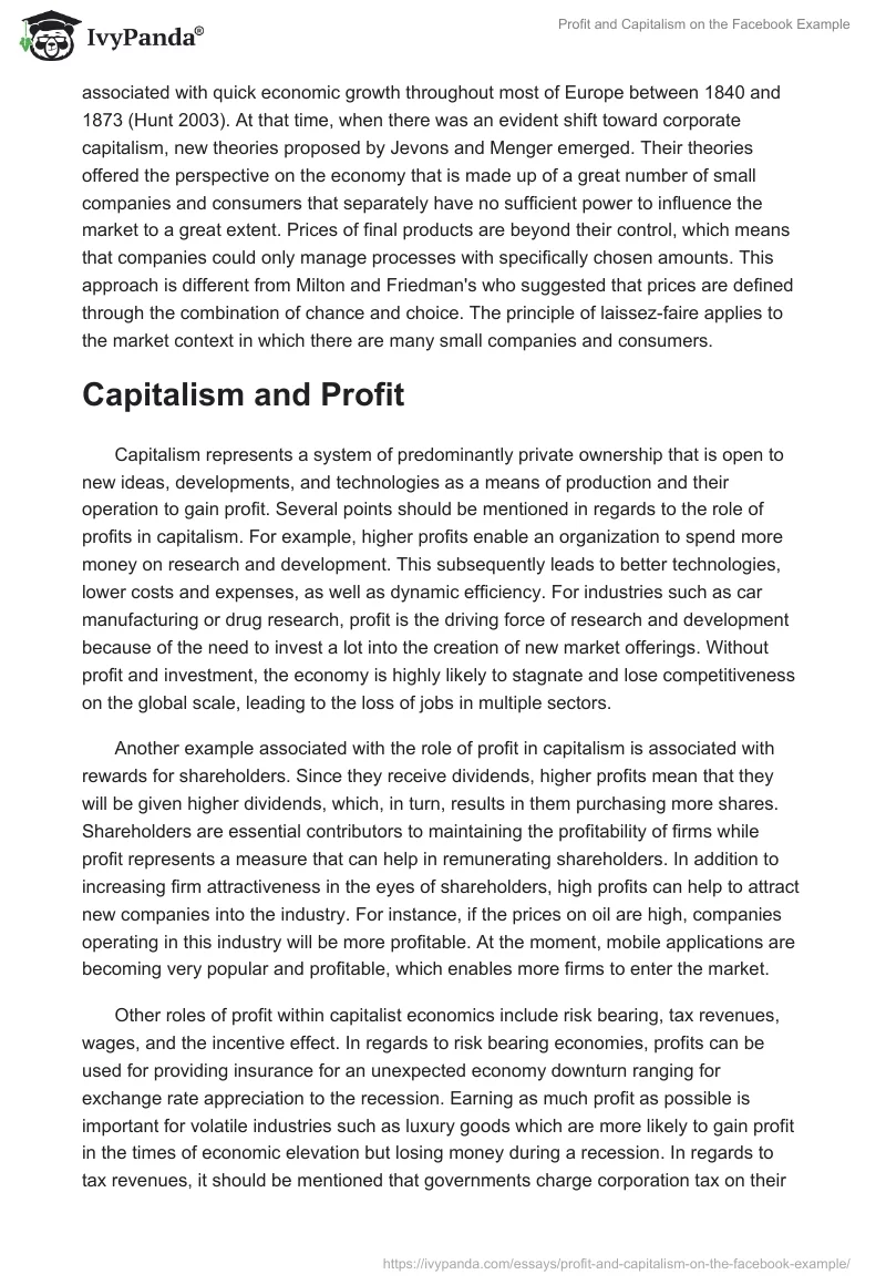 Profit and Capitalism on the Facebook Example. Page 3
