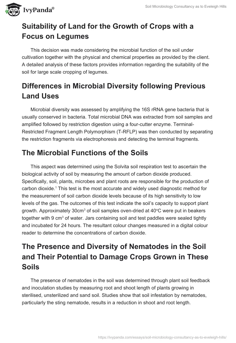 Soil Microbiology Consultancy as to Eveleigh Hills. Page 2